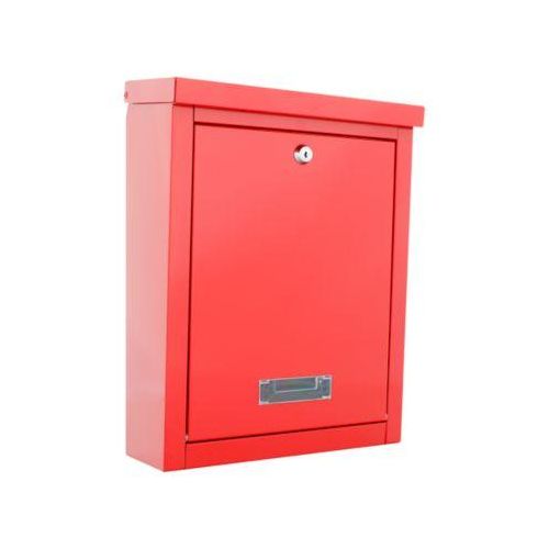 Rottner Wandbriefkasten Brighton, Zylinderschloss, Sichtfenster & Namensschild, B 310 x T 135 x H 400 mm, Stahl, rot