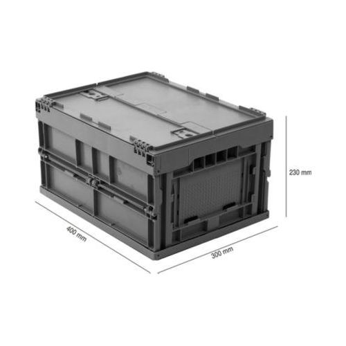 EURO-Maß Faltbox 4322 DL, mit Deckel, für Lager- und Mehrwegtransport, Inhalt 19 L, grau