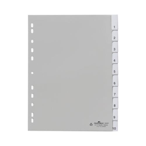 Durable PP-Register mit Wechseltaben, Zahlen 1-10, grau