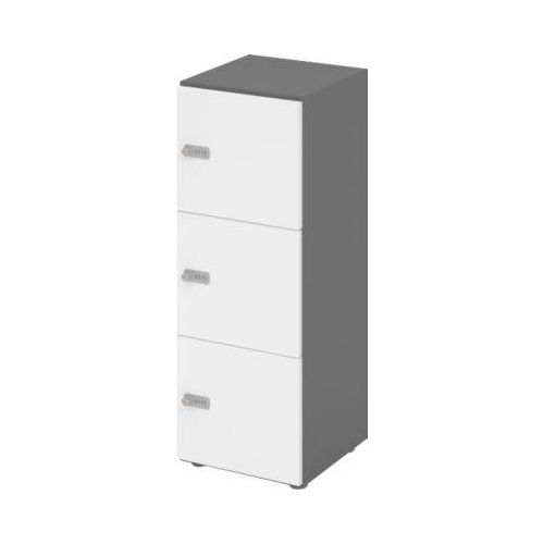 Schließfachschrank Topas Line, 3 Ordnerhöhen, 3 Fächer, Zahlenschloss, B 400 x T 420 x H 1100 mm, graphit/weiß