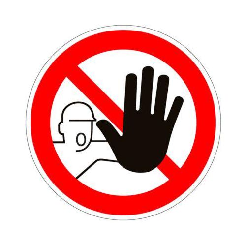 moedel Verbotszeichen „Zutritt für Unbefugte verboten“, nach DIN 4844-2 D-P006, Folie selbstklebend, Ø 200 mm