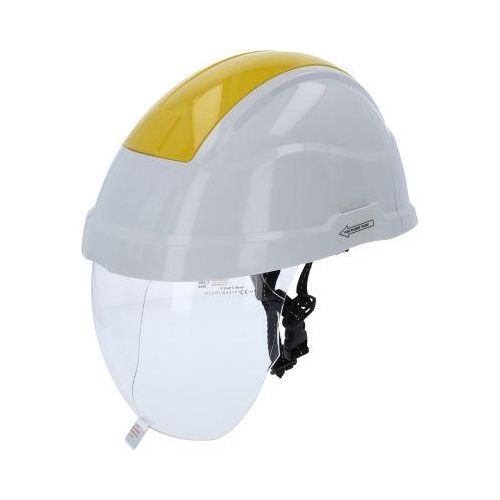 Arbeits-Schutzhelm mit Gesichtsschutz, gelb