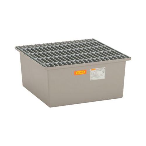 GFK-Auffangwanne 220/1 CEMO, 210 l Auffangvolumen, B 850 x T x 850 x H 400 mm, mit GFK-Gitterrost