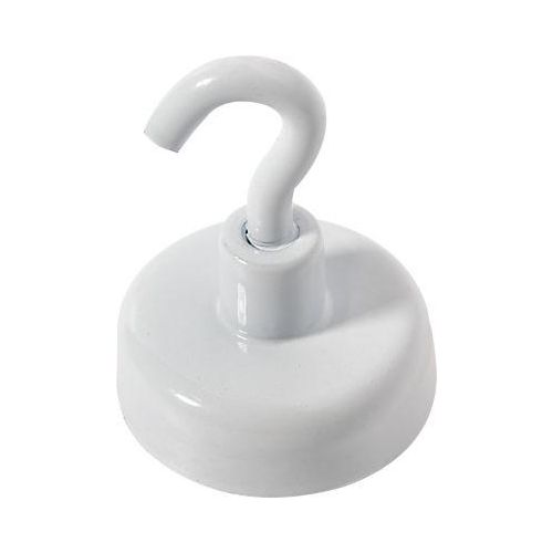 Kraftmagnet mit Haken, Ø 25 mm, Haftkraft ca. 4 kg, weiß, 5 Stück