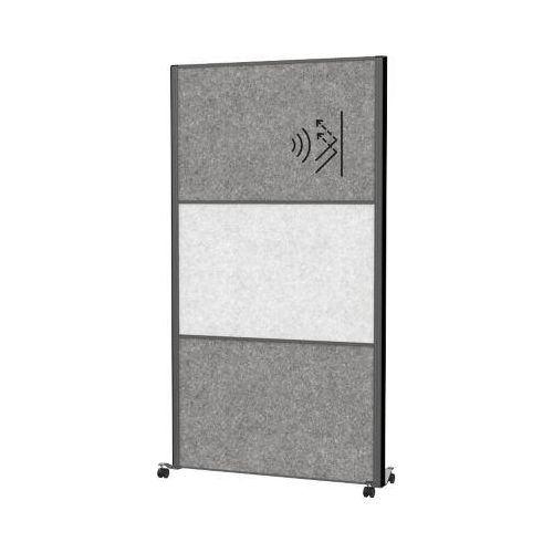 MAUL Stellwandsystem MAULconnecto, Steckmodule, 1x Akustikvlies hell, 2x Akustikvlies dunkel, Klettverbindung, auf Rollen, H 1800 x B 1000 mm, anthrazit