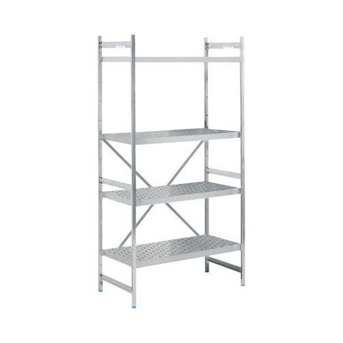 Regalsystem, Grundregal, Edelstahl, gelochter Boden, H 2000 x B 900 x T 600 mm