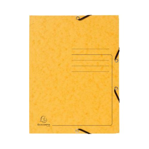 Exacompta Sammelmappe, DIN A4, mit Gummizug, 3 Klappen, beschriftbar, Colorspan-Karton, 355 g/m², gelb
