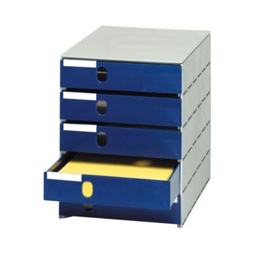 styro® Schubladenbox Styroval, 5 Schübe geschlossen, DIN C4, Polystyrol, blau