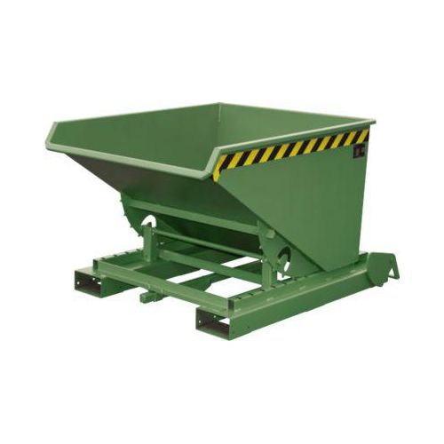 Automatischer Kippbehälter Bauer Typ 4A 600, 3 Entriegelungspunkte, Abrollsystem, Inhalt 0,6 m³, bis 1000 kg, resedagrün RAL 6011
