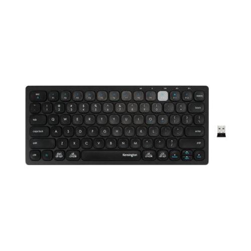 Tastatur Kensington Multi-Device Dual Wireless, kompakt, bis zu 3 Endgeräte, kabellos, Windows & Mac, B 310 x T 140 x H 35 mm, schwarz
