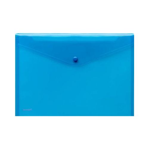 FolderSys Dokumententasche, DIN A4 quer, Druckknopfverschluss, PP, blau transparent