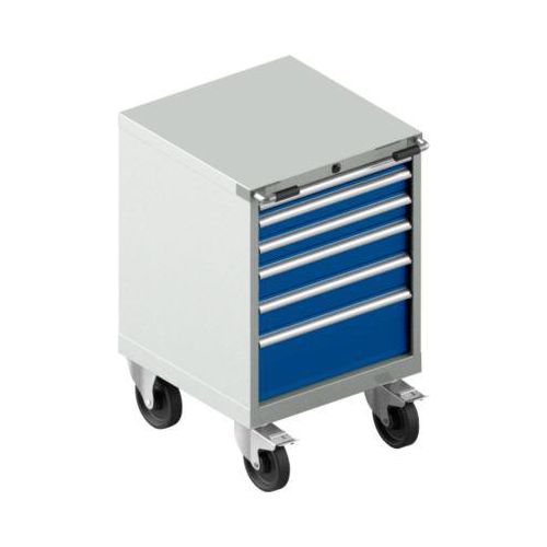 Schubladenschrank mit Rollen WSK 27-27, 6 Schübe, bis 200 kg, B 564 x T 572 x H 870 mm, lichtgrau/enzianblau