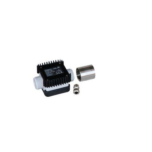 Elektrischer Durchflusszähler K24 Puls für CEMO CUBE Tanks für AdBlue®, Kunststoff, 87,73 Pulse/l, 5 - 120 l/min, 1“ AG, mit Muffe 1“ aus Edelstahl