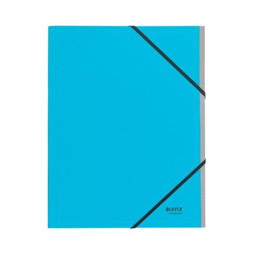 Leitz® Sammelmappe Recycle, A4, 6 Fächer mit Blanko-Taben, Inhaltsverzeichnis, Gummibandverschluss, 100 % recycelbar, Karton, blau