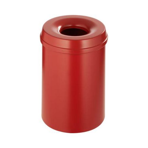 Abfallsammler, für den Innen- & Außenbereich, Volumen 15 l, selbstlöschender Deckel, Ø 255 x H 300 mm, Metall, rot/rot