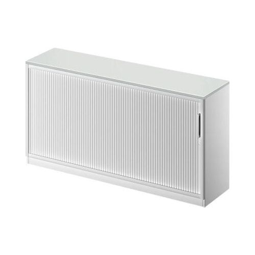 Schäfer Shop Genius Querrollladenschrank TETRIS SOLID, 2 OH, B 1600 mm, inkl. 19 mm Abdeckplatte, lichtgrau/weißalu/weißalu