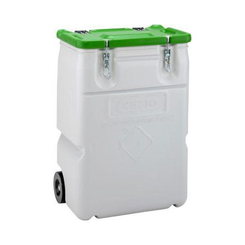 Mobil-Box CEMO, Volumen 170 l, für feste Gefahrstoffgüter Verpackungsgruppe II und III, konform mit ADR/RID/IMDG Code, Klappdeckel, PE, grau/grün