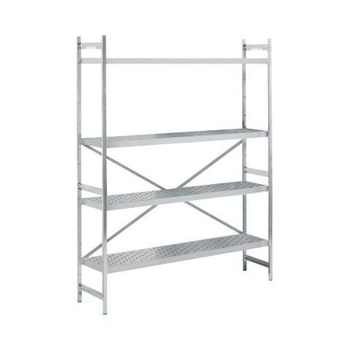 Regalsystem, Grundregal, Edelstahl, gelochter Boden, H 2000 x B 1500 x T 400 mm