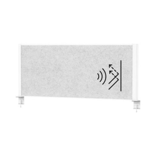 MAUL Tisch-Trennwand MAULconnecto, Akustikvlies 4000 g/m², Aluminiumprofil, B 1200 x H 500 mm, Akustik hellgrau, weiß