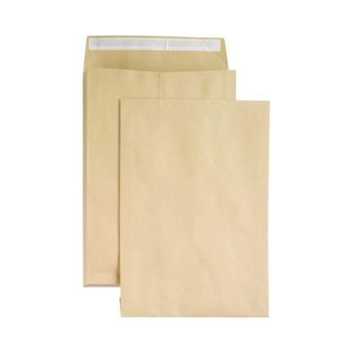 Seitenfaltentaschen, 40 mm, haftklebend, DIN E4, 100 Stück, natronbraun