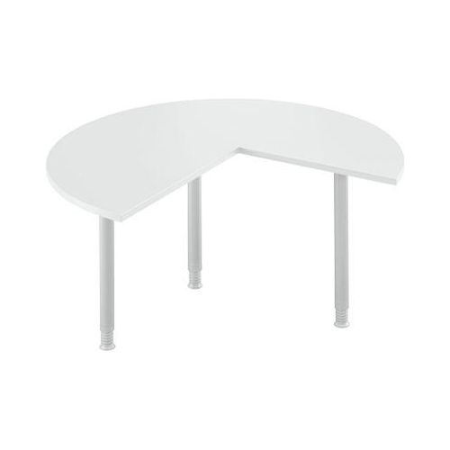 Ansatztisch, 3/4 Kreis, Ø 1400 mm, Ansatz rechts/links, lichtgrau/weißalu