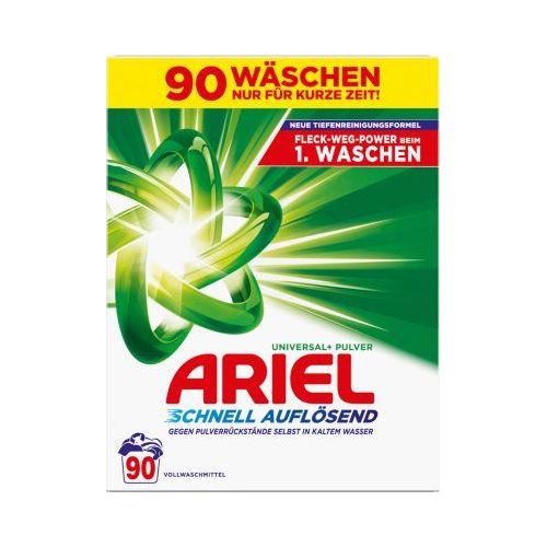 Ariel Universal+ Vollwaschmittel, Pulverwaschmittel, strahlende Reinheit, frischer Duft, 90 Waschladungen