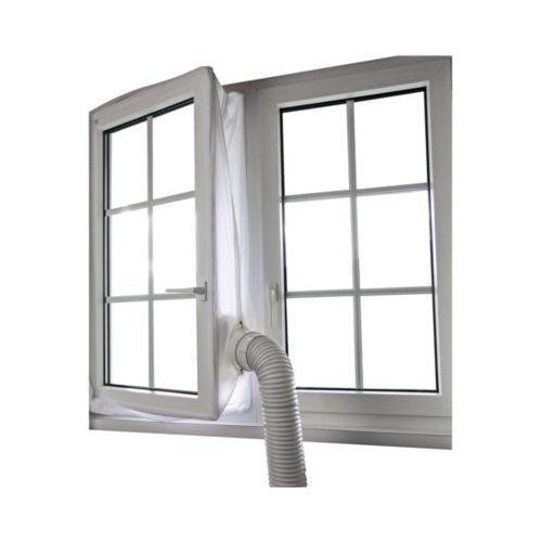Fensterkit-Abluftzubehör, für Fenster bis 4 m, wasserabweisend, bis 40° waschbar, inkl. Klettband, Polyester, weiß