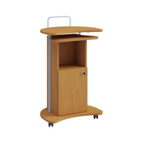 Stehpult Komil, mobil, höhenverstellbar, 1 offenes & 1 abschließbares Fach mit Tür, B 560 x T 410 x H 930-1110 mm, Holz, Buche-Dekor Image
