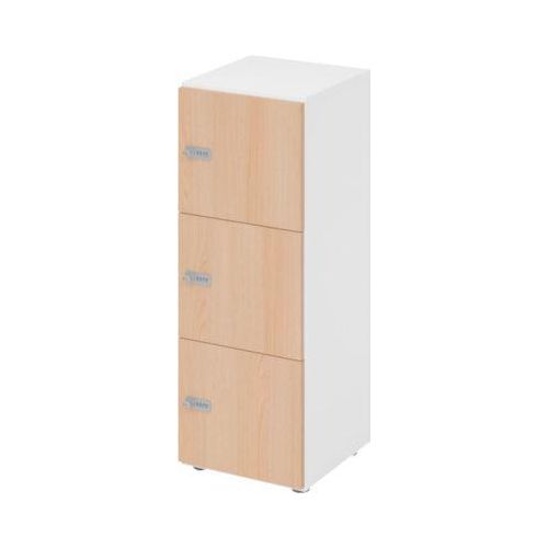 Schließfachschrank Topas Line, 3 Ordnerhöhen, 3 Fächer, Zahlenschloss, B 400 x T 420 x H 1100 mm, weiß/Eiche