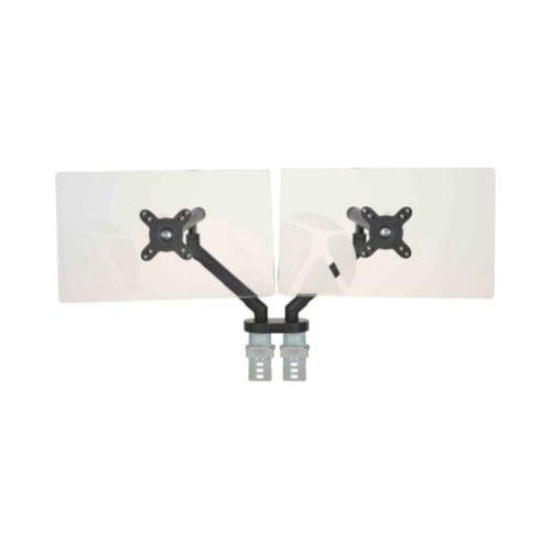 Monitorarm BakkerElkhuizen BE Flexible Dual, für 2 Monitore, bis 10 kg, dreh-, neig- und schwenkbar, 80 mm Klemmweite, VESA-komaptibel, ergonomisch, Höhenverstellbar von 170 bis 582 mm, schwarz