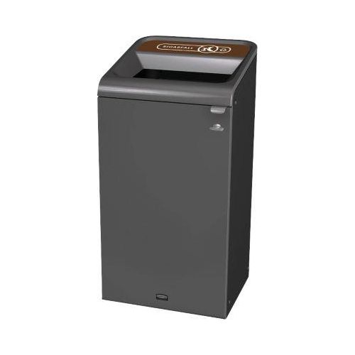 Recyclingstation Rubbermaid Configure, für Bioabfall, 87 l, Magnetverbindung, B 495 x T 489 x H 975 mm, braun
