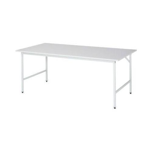 Rau ESD-Arbeitstisch Jerry, manuell höhenverstellbar, 28 mm Spanplatte mit Melaminbelag, bis 300 kg, B 2000 x T 1000 x H 800-850 mm, lichtgrau