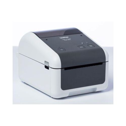 Etikettendrucker Brother TD-4420DN, 203 mm/Sek., USB/LAN, für 19-118 mm breite Etiketten, B 180 x T 155 x H 224 mm, weiß-grau