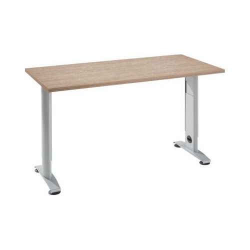 Home Office Tisch Login, C-Fuß, B 1300 x T 650 mm, Eiche/weißalu