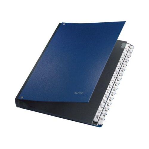 LEITZ® Pultordner, für DIN A4, numerisch, 31 Fächer, Graupappe, blau