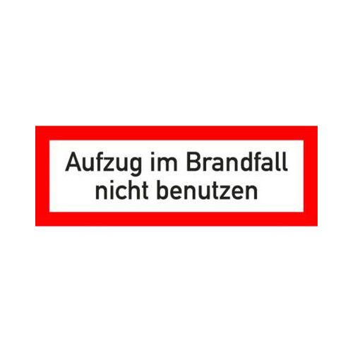 moedel Hinweiszeichen „Aufzug im Brandfall nicht benutzen“, nach VDI 6017, Folie selbstklebend, B 148 x H 52 mm