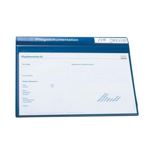 BOI Pflegedokumentenmappen System Line, 8 Klarsichttaschen, 4 Registerblätter, PVC, 19 mm Füllhöhe, blau, 10 Stück