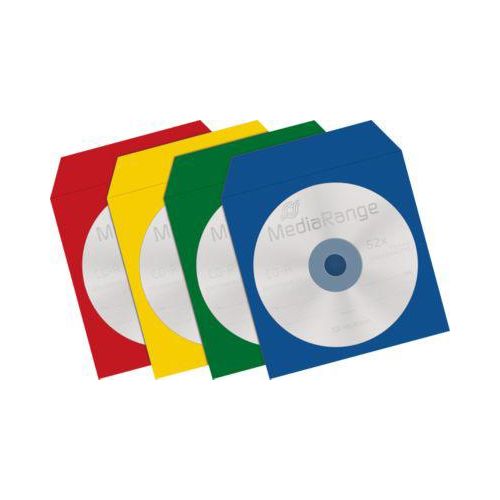 CD-/DVD-Papierhüllen, wiederverschließbar, Sichtfenster, farbig sortiert, 100 Stück