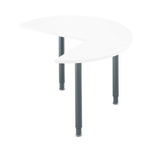 Ansatztisch, 3/4 Kreis, Ø 1400 mm, Ansatz rechts/links, weiß/anthrazit