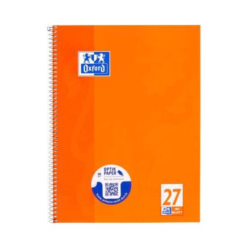Collegeblock Oxford A4+, 80 Blatt, 90g/m², 4-fach gelocht, Rand rechts & links, liniert, 10 Stück