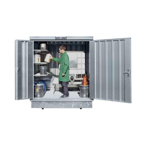 Säbu Gefahrstoffcontainer SAFE Tank 400 KTC ECO, für aktive Lagerung, mit temporärem, explosionsgeschütztem Lüfter, B 2100 × T 2170 × H 2400 mm