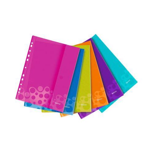 LEITZ® Wow Prospekthülle, DIN A4, mit Seitenklappe, 6 Stück