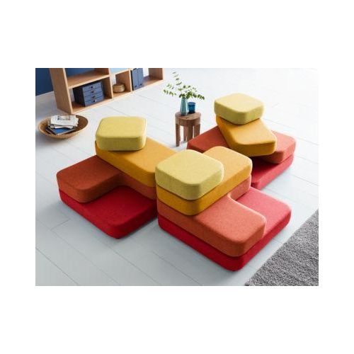 Sitzsystem TAPA Square, Stoff, modular, mit Drehmechanismus, B 900 x T 900 x H 620 mm, rot/gelb