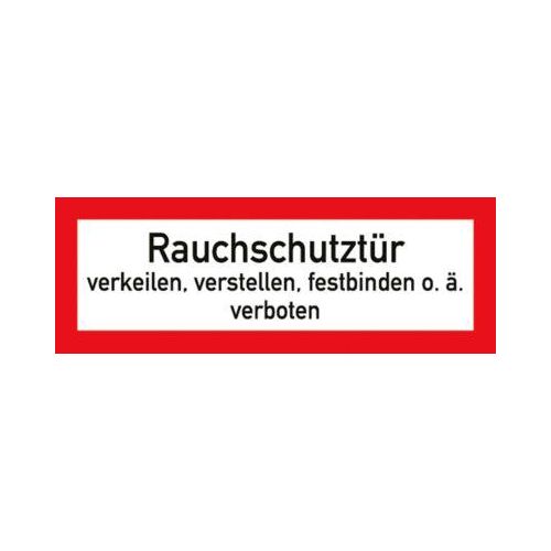 moedel Verbotszeichen „Rauchschutztür verkeilen verboten“, nach DIN 4066, Folie selbstklebend, B 297 x H 105 mm