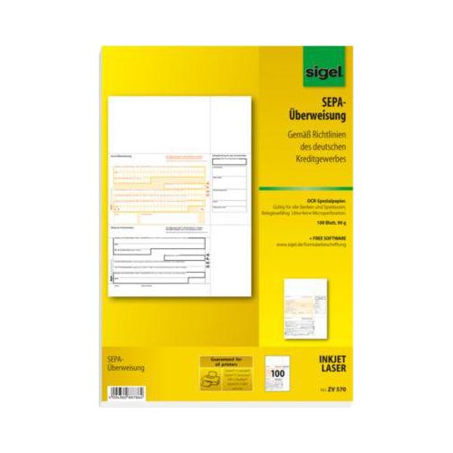 PC-SEPA-Überweisung sigel® ZV570, 100 Stück