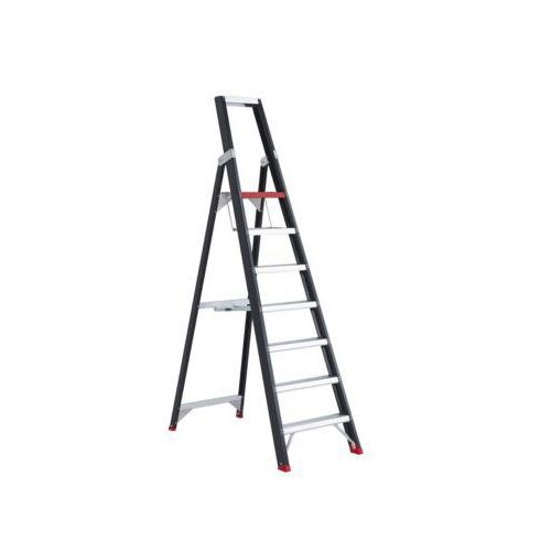 Stufenstehleiter Professional Topline, einseitig, Aluminium, 7 Stufen, schwarz