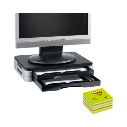 Monitor-/Printer-Stand + Post it Würfel neongrün 76x76 mm, GRATIS