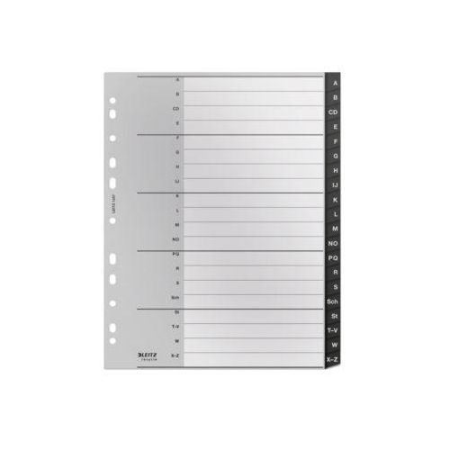 Leitz® Registermappe Recycle, A4, beschreibbar, Universalllochung, zu 100 % recycelbar, Kunststoff, schwarz, Taben A-Z