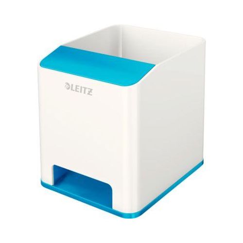 Stiftehalter Leitz WOW Sound, 1 Fach, Smartphone-Fach mit Soundverstärkung, weiß/blau