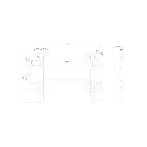 Wandhalterung für digitales Flipchart Samsung WM85R Fl!p2, inkl. Anleitung & Schrauben, B 764 x T 28-100 x H 580 mm, schwarz